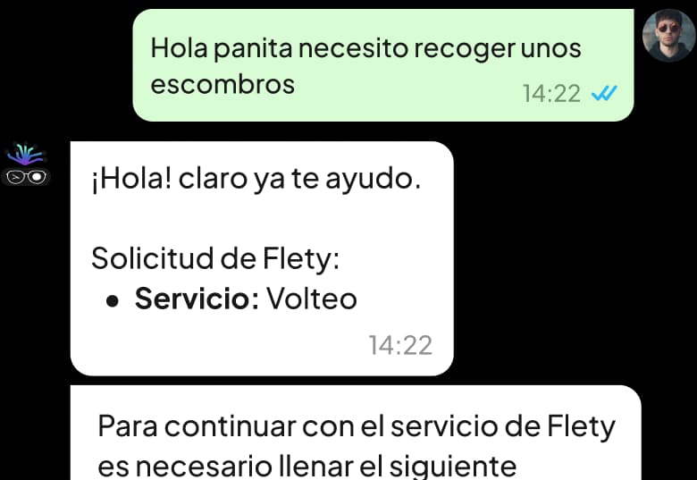 Pidiendo volteo de escombros por WhatsApp con Panita