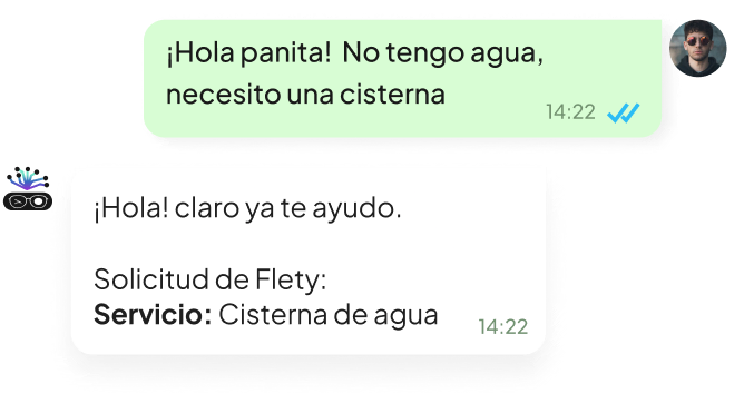 Solicitando cisterna de agua por WhatsApp con Panita