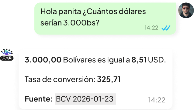 Consultando tasa del dólar BCV por WhatsApp con Panita