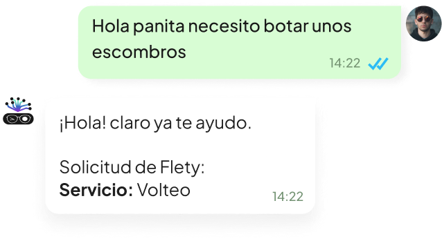 Solicitando transporte de escombros por WhatsApp con Panita